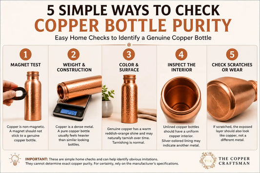 5 simple ways to check copper bottle purity, including magnet, weight, color, interior, and scratch tests