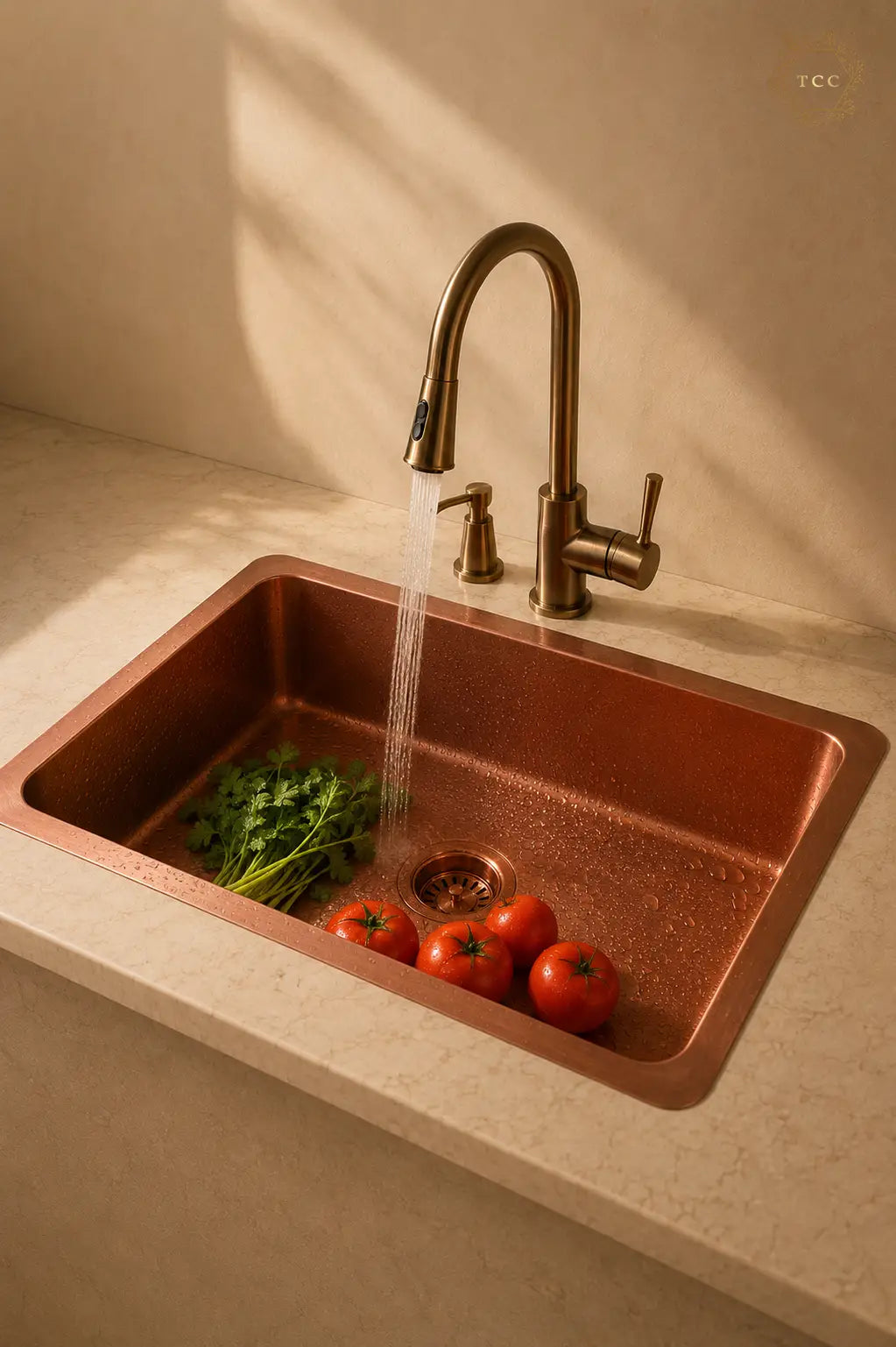 Copper Kitchen Sink (Handcrafted Antique) – 33″ × 22″ × 9″
