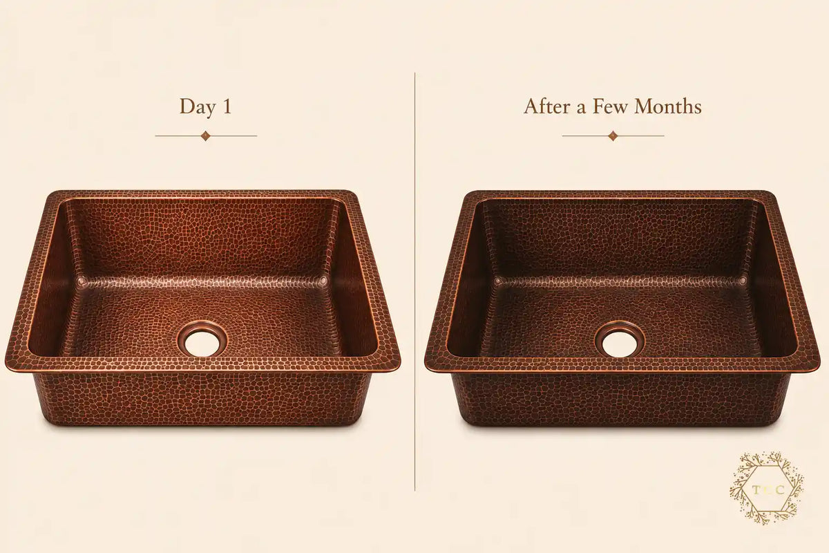 Handcrafted Copper Drop-In Kitchen Sink – 23.5″ × 17.5″ × 8″