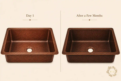 Handcrafted Copper Drop-In Kitchen Sink – 23.5″ × 17.5″ × 8″