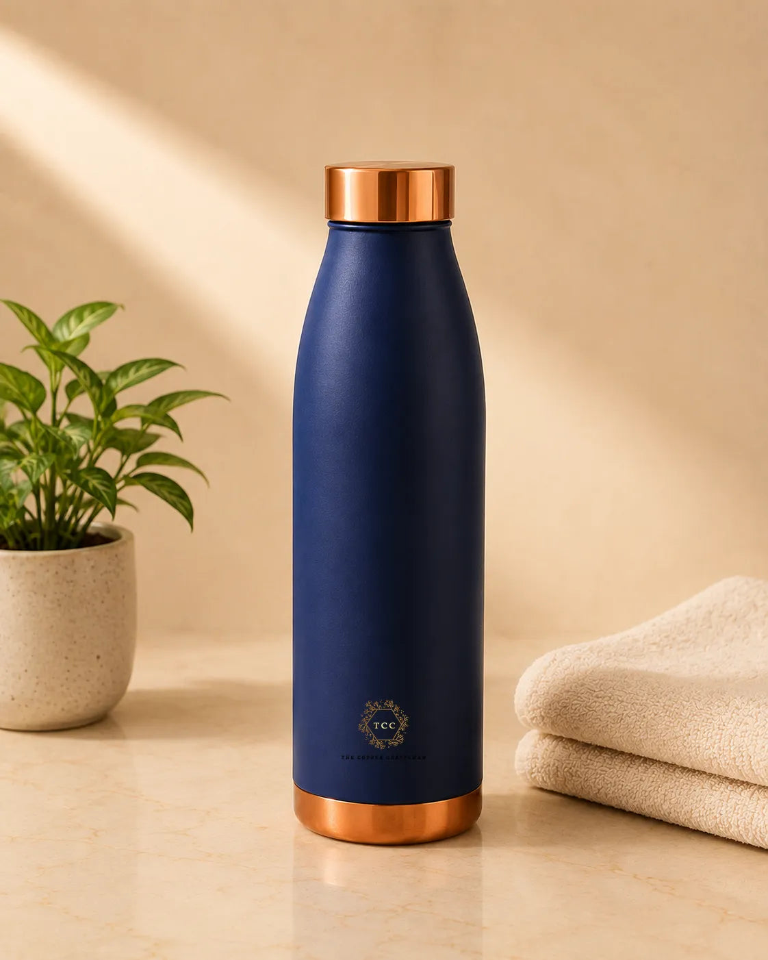 Premium Matte Navy Copper Bottle – 1 Litre