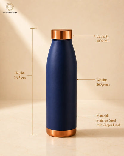 Premium Matte Navy Copper Bottle – 1 Litre