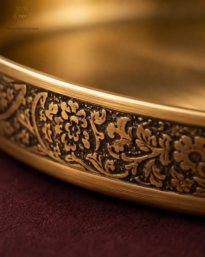 Antique Brass 6-Piece Thali Set with Engraved Design