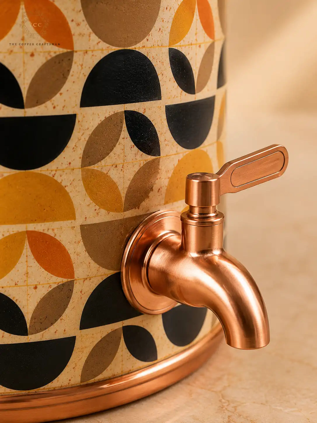 8 Litre Ceramic Water Dispenser with Copper Tap – Geometric Pattern