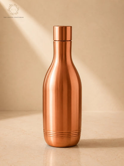 99% Pure Copper Water Bottle – Elegant Curved Design, 950 ML