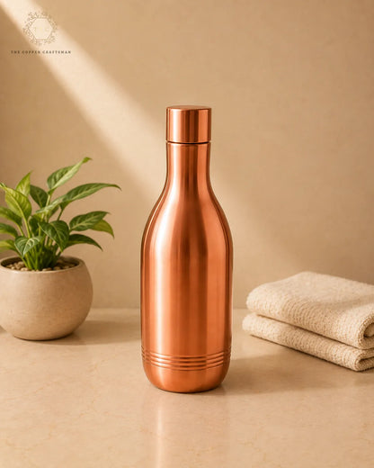 99% Pure Copper Water Bottle – Elegant Curved Design, 950 ML