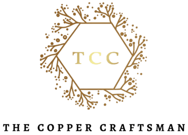 Decorative logo with 'TCC' in the center on a black background, featuring the text 'The Copper Craftsman'.
