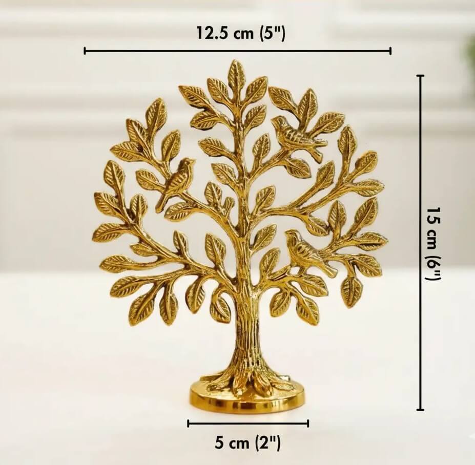 M100% Pure Brass Kalpvriksh Tree with Birds – Sacred Kalpavriksha Tree of Life Showpiece (6 Inch) | Vastu & Feng Shui Decor | Good Luck & Prosperity Gift - The Copper Craftsman
ASUREMENT 
