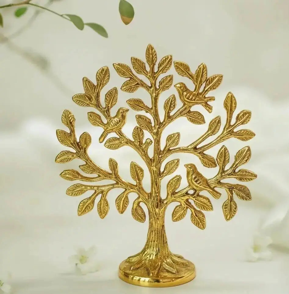 100% Pure Brass Kalpvriksh Tree with Birds – Sacred Kalpavriksha Tree of Life Showpiece (6 Inch) | Vastu & Feng Shui Decor | Good Luck & Prosperity Gift - The Copper Craftsman
