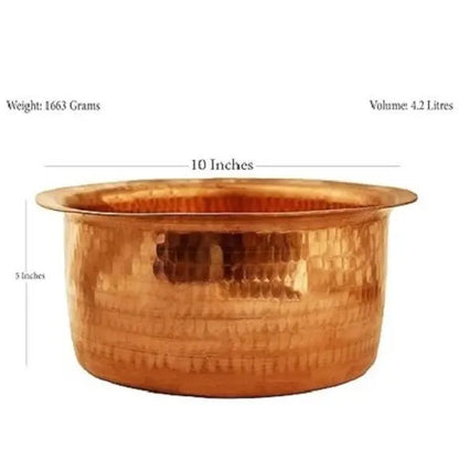 Copper basin with measurements on a white background