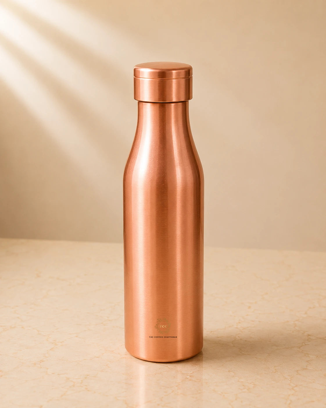 99% Pure Copper Water Bottle | Brushed Finish | Leak-Proof | 1000 ML | Handcrafted| The Copper Craftsman