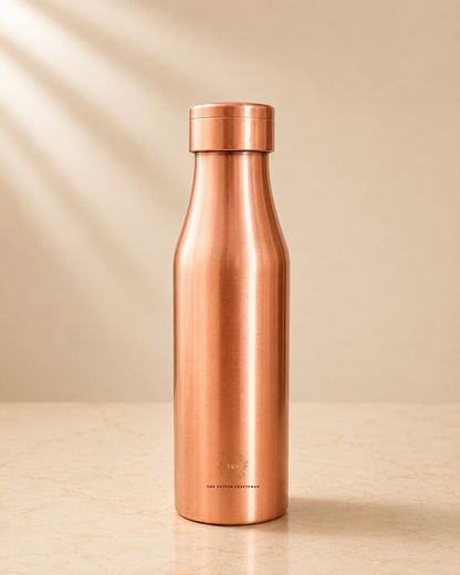 99% Pure Copper Water Bottle | Brushed Finish | Leak-Proof | 1000 ML | Handcrafted| The Copper Craftsman